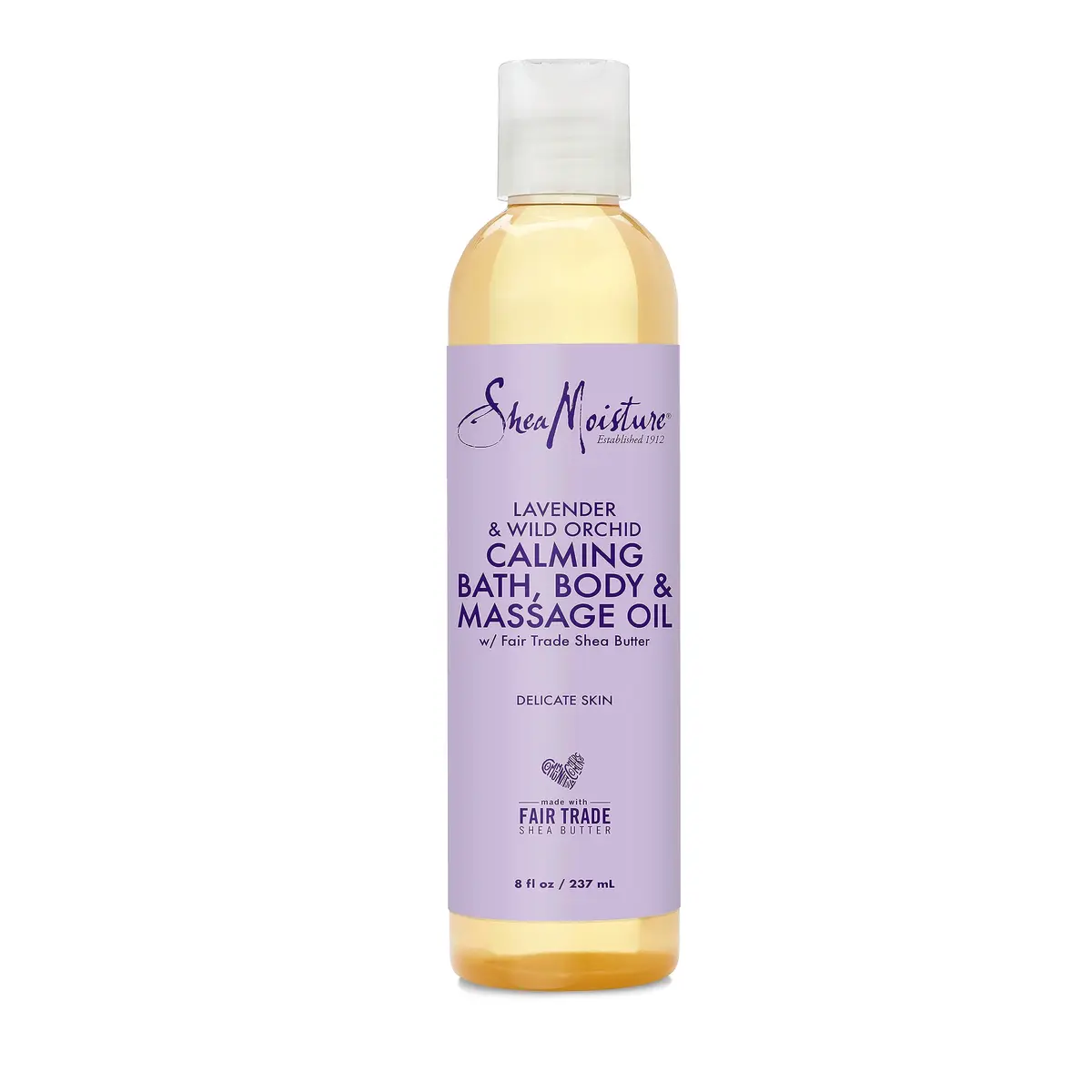 SheaMoisture Lavender Wild Orchid Bath Body Massage Oil 237ml (8 Fl Oz) | Calming Moisturizer for Sensitive Skin - main product image