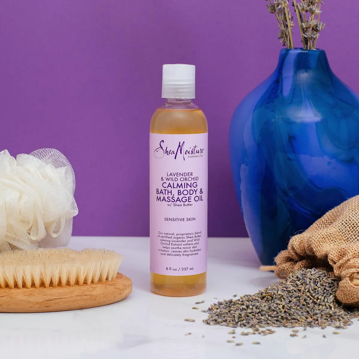 SheaMoisture Lavender Wild Orchid Bath Body Massage Oil 237ml (8 Fl Oz) | Calming Moisturizer for Sensitive Skin - view 2