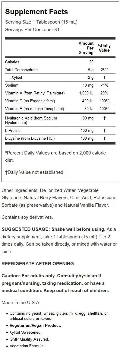 Now Foods Liquid Hyaluronic Acid 100mg | 16 Fl Oz | Supports Skin & Joints - view 2