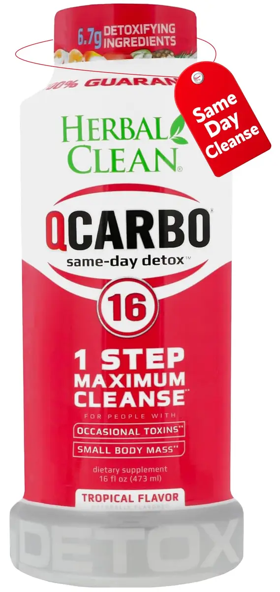 Herbal Clean Qcarbo16 Same-Day Detox Cleanse Drink 16 Fl Oz | Tropical Flavor for Moderate Toxin Levels - main product image