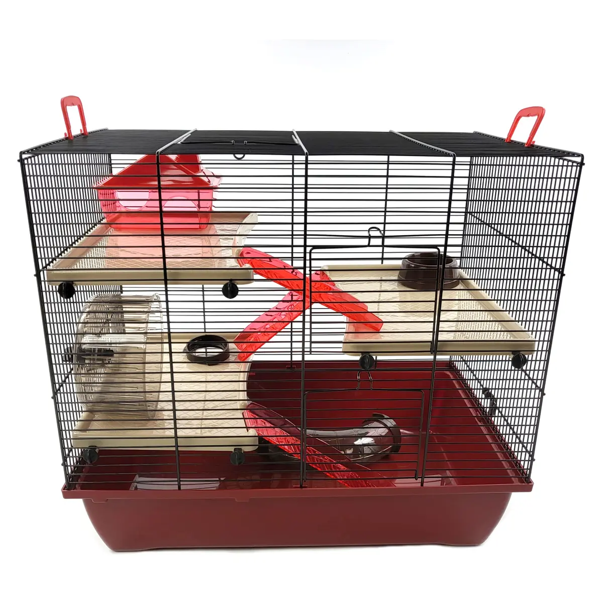 Little Friends The Grand - Hamster Cage, Red, 50cm x 33cm x 45cm | Small Animal Habitat with Accessories - main product image