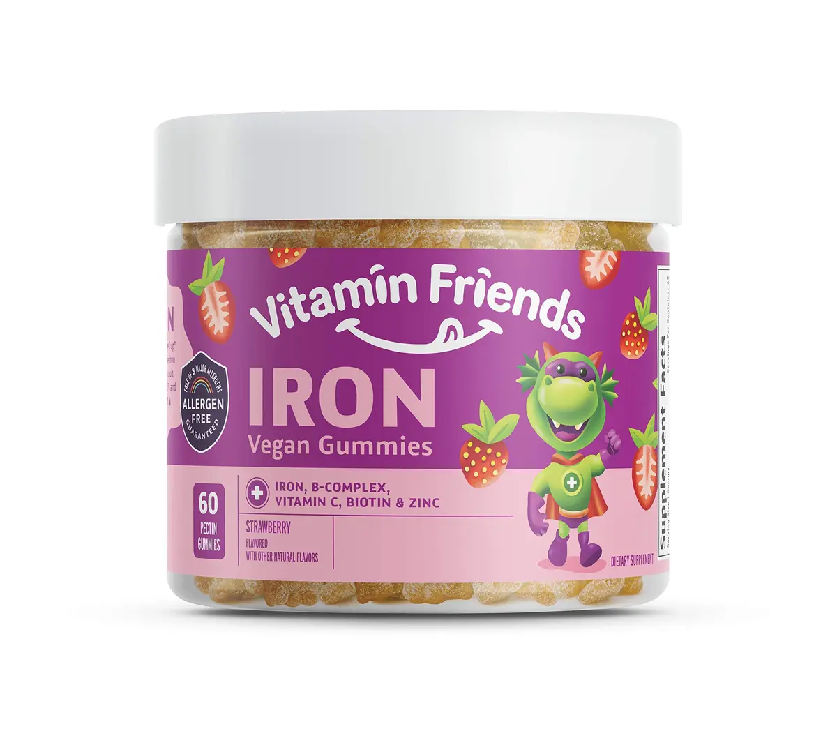 Vitamin Friends Vegan Multivitamin & Iron for Kids Gummies 60 Count (120 Day Supply) | Supports Body Function & Anemia - main product image