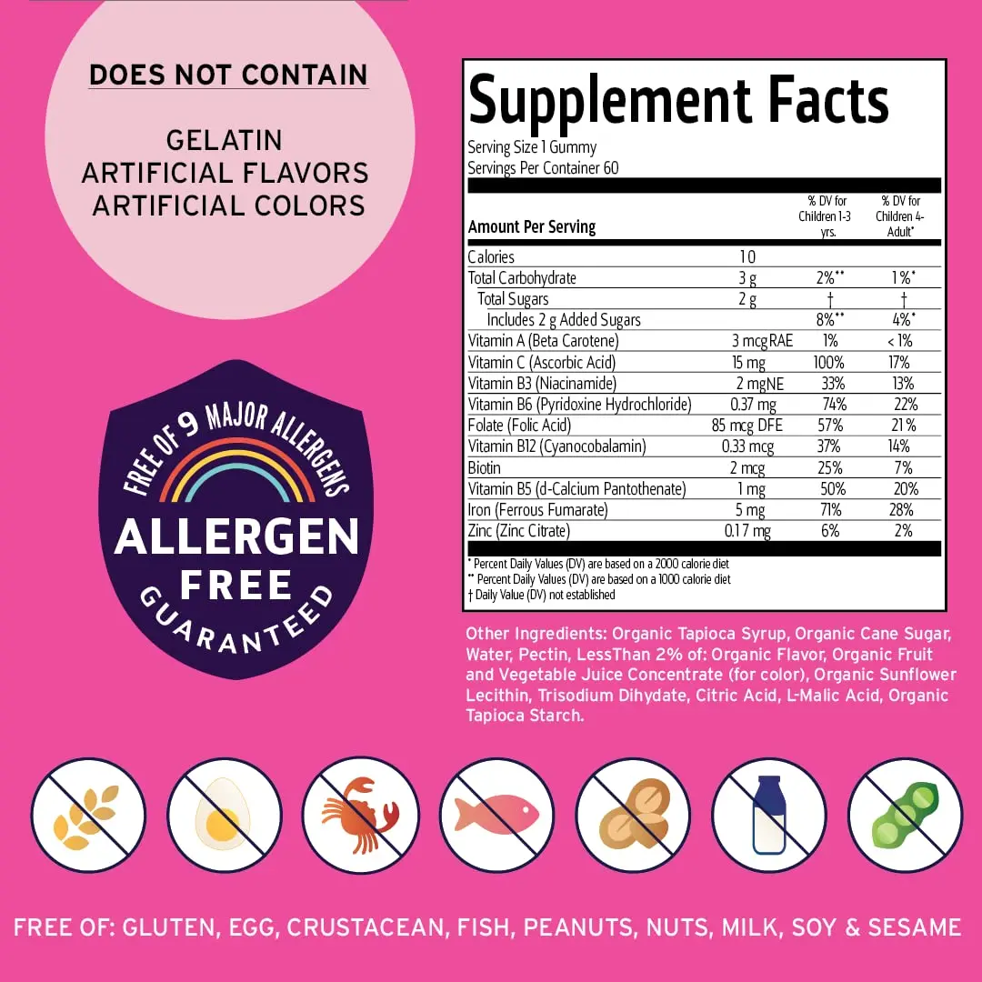 Vitamin Friends Vegan Multivitamin & Iron for Kids Gummies 60 Count (120 Day Supply) | Supports Body Function & Anemia - view 3