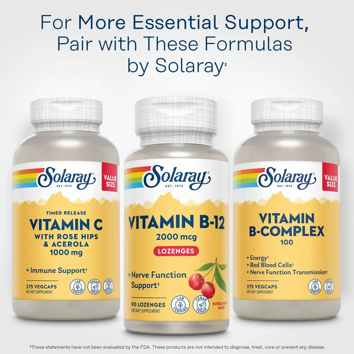 SOLARAY Vitamin B12 2000 mcg Lozenges No Sugar Cherry Flavor | Supports Nerve & Energy - view 6