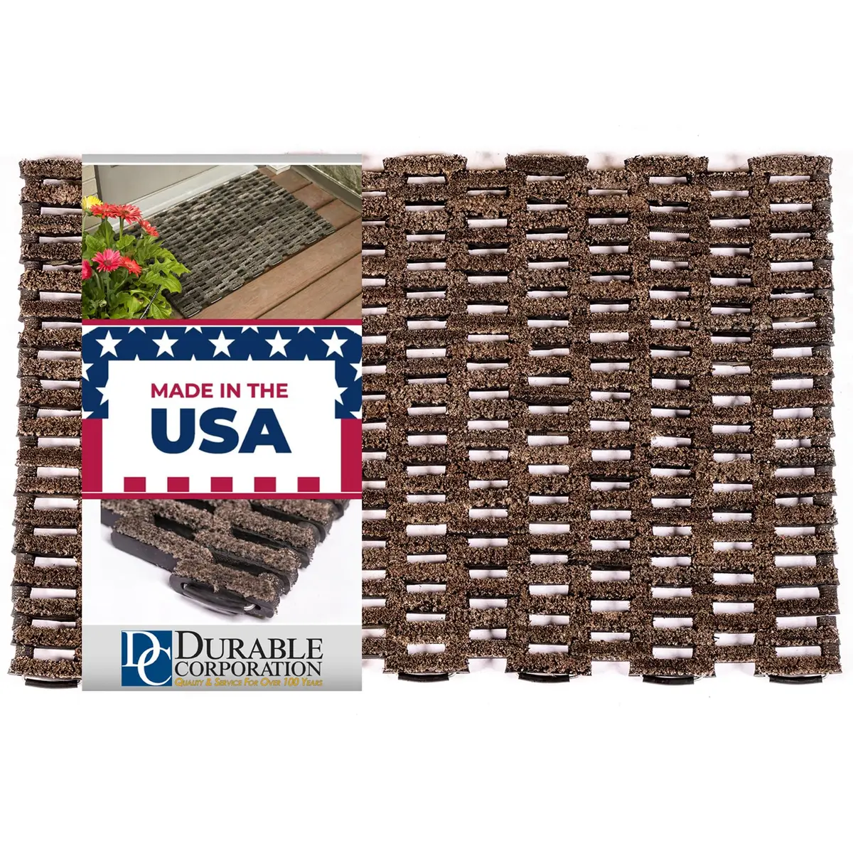 Durable Corporation Dura-Rug Outdoor Entrance Mat, 20" x 30" | Heavy Duty Dirt Trap with Recycled Tire Links - main product image
