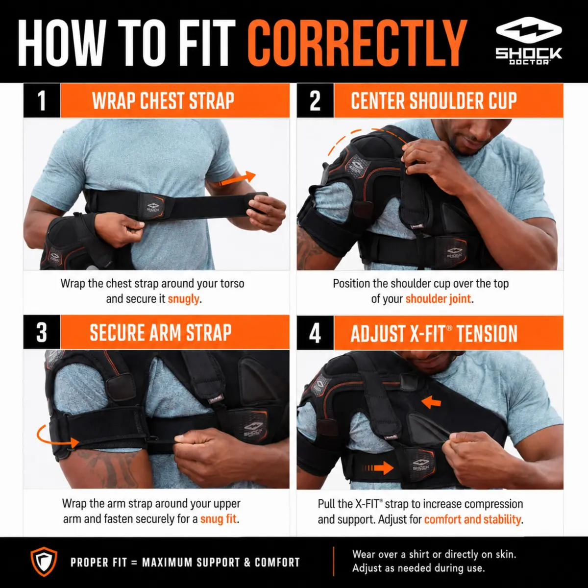 Shock Doctor Rotator Cuff Shoulder Brace for Men, Shoulder Brace for Women | Support & Stability for Rotator Cuff Injuries - view 6