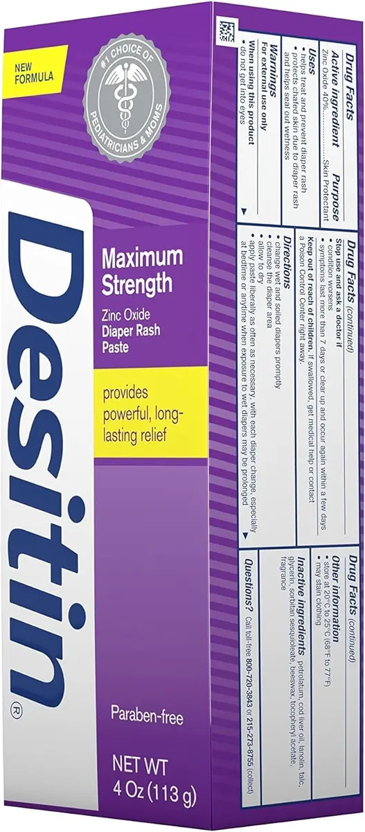 Desitin Maximum Strength Diaper Rash Paste 4 oz (Pack of 12) | Zinc Oxide Barrier for Sensitive Skin - view 5
