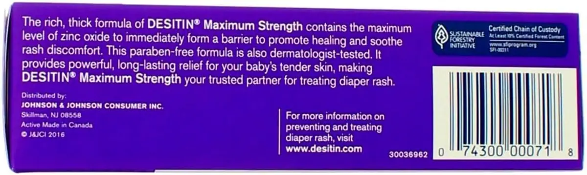Desitin Maximum Strength Diaper Rash Paste 4 oz (Pack of 12) | Zinc Oxide Barrier for Sensitive Skin - view 9