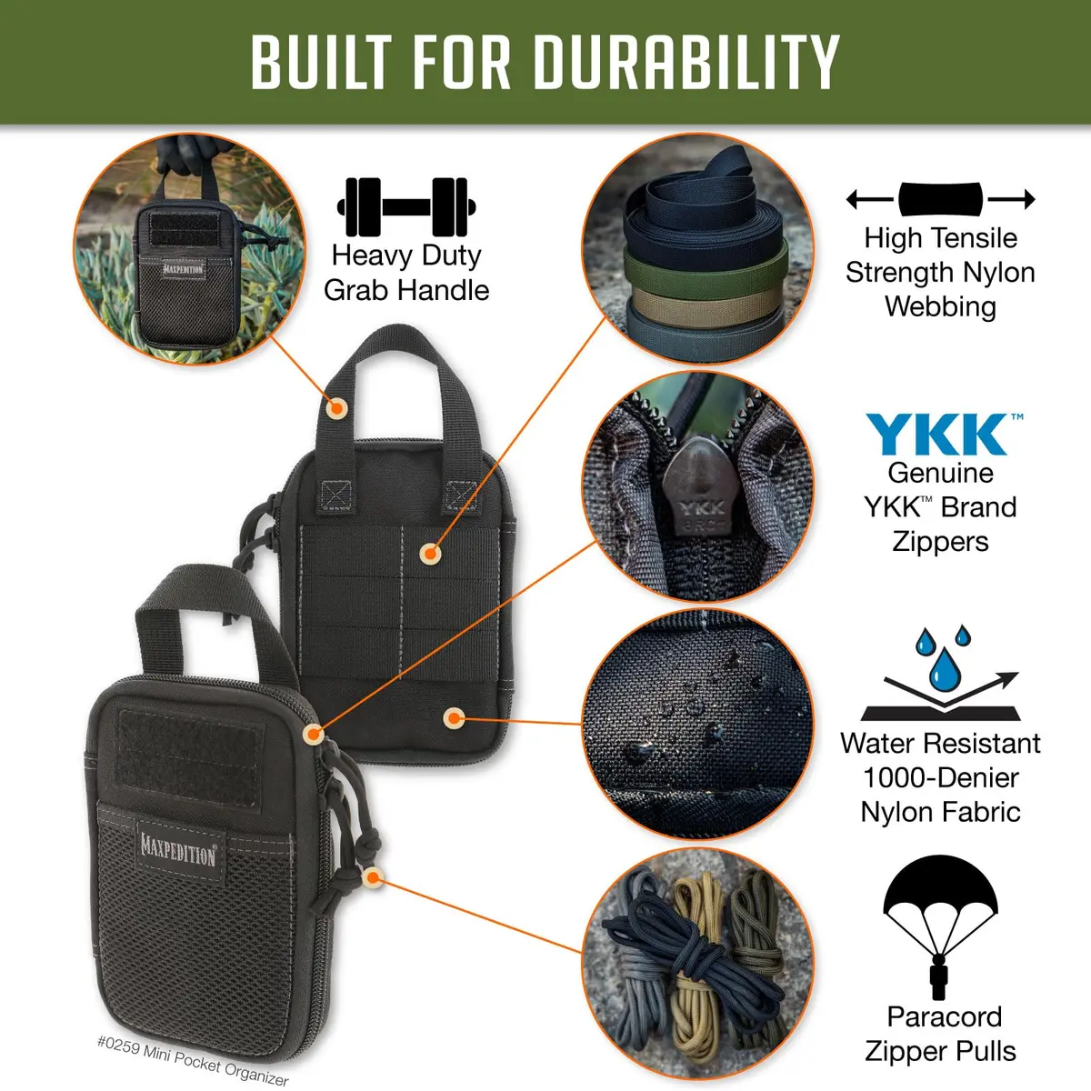 Maxpedition Mini Pocket Organizer Black | Tactical Utility Pouch with MOLLE Attachment - view 3