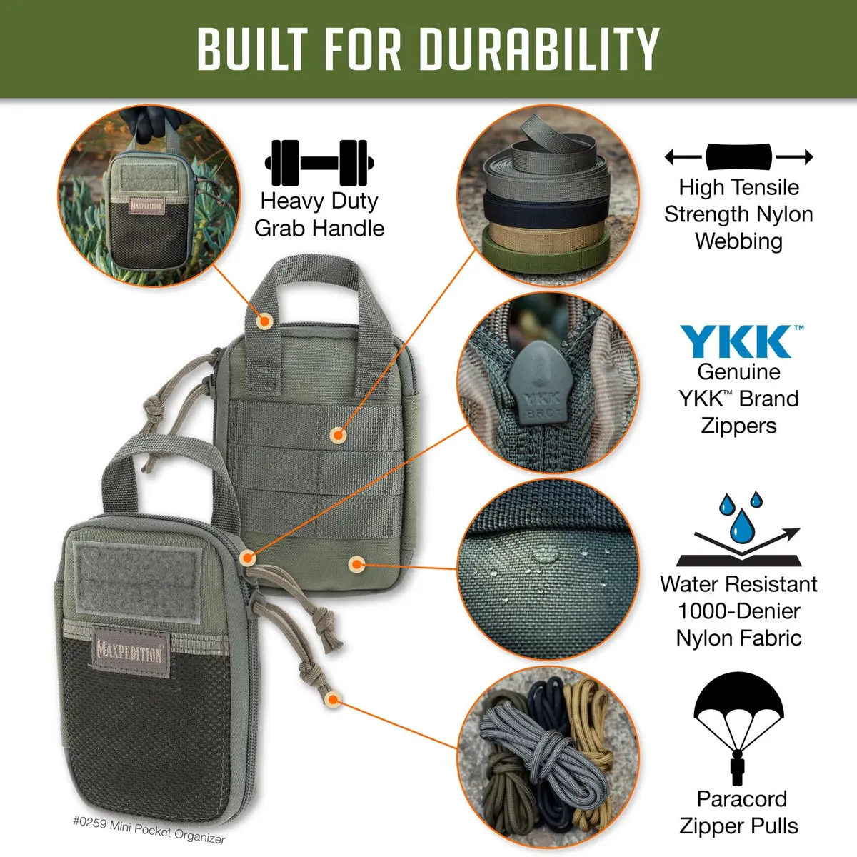 Maxpedition Mini Pocket Organizer Foliage Green 15.24cm (6in) | EDC Pouch for Tools & Essentials - view 3