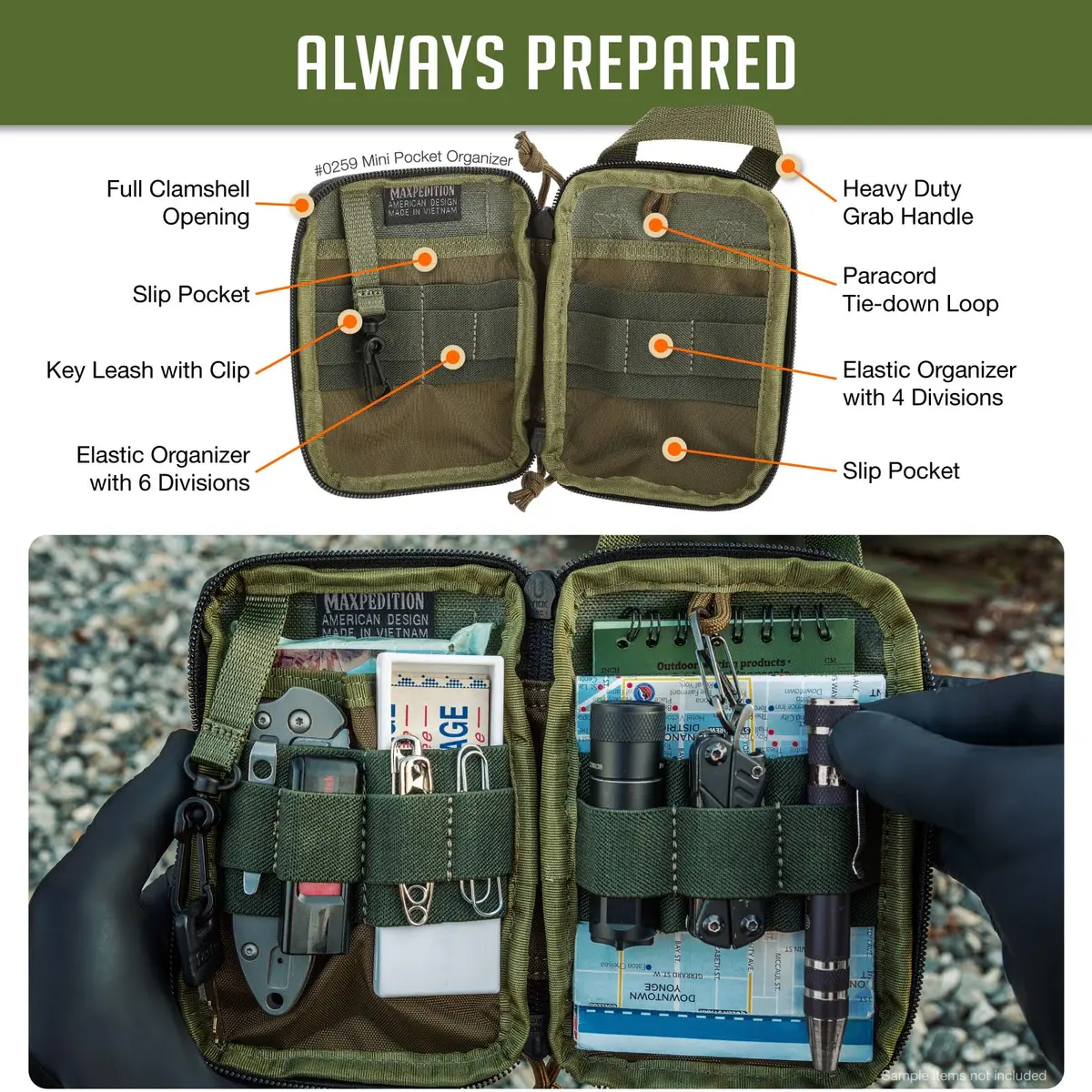 Maxpedition Mini Pocket Organizer OD Green | Tactical EDC Pouch for Cargo Pocket & MOLLE Gear - view 5