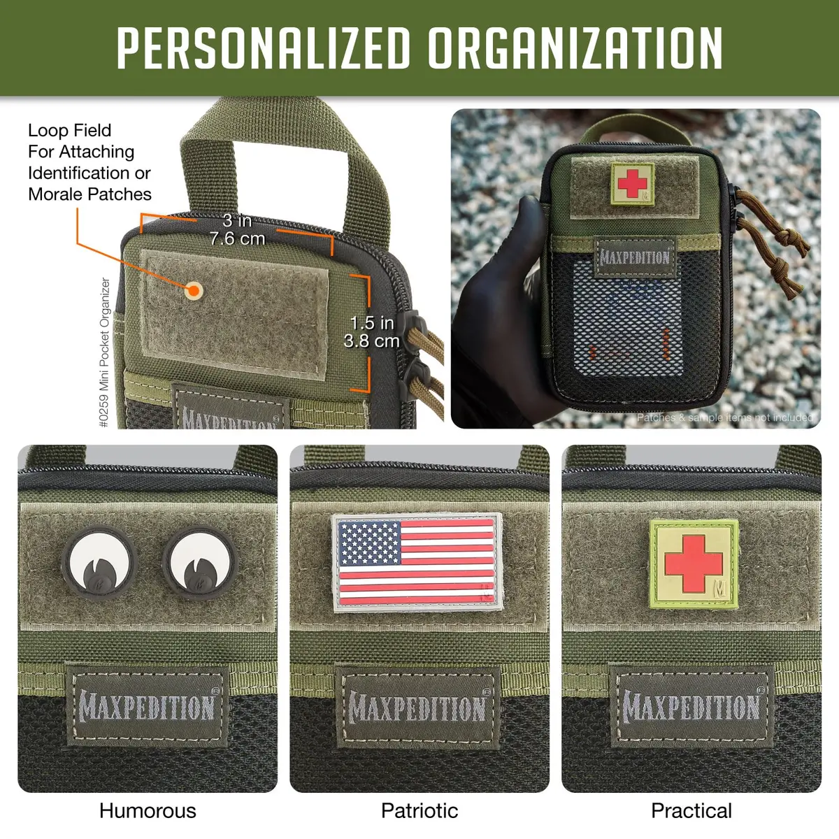 Maxpedition Mini Pocket Organizer OD Green | Tactical EDC Pouch for Cargo Pocket & MOLLE Gear - view 6