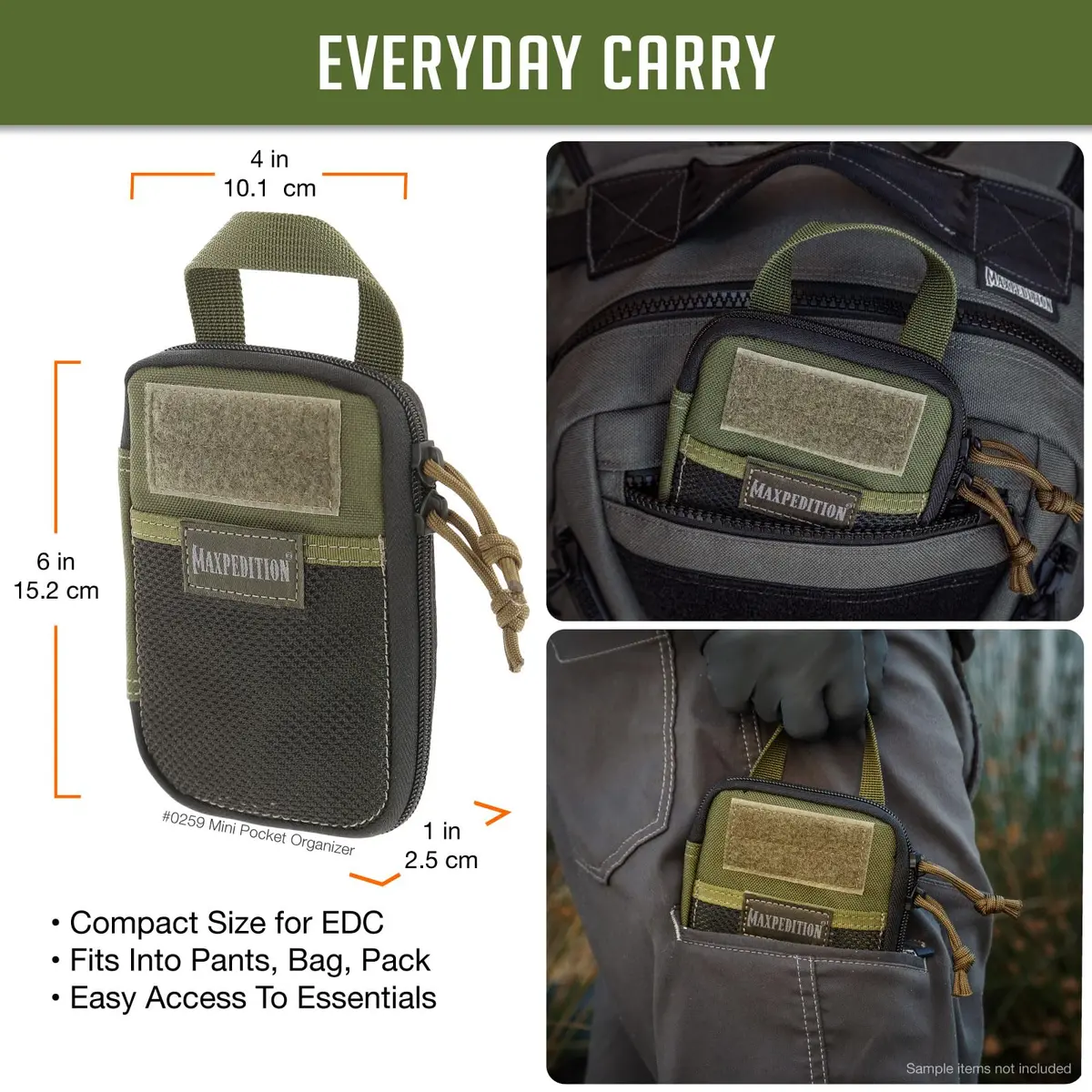 Maxpedition Mini Pocket Organizer OD Green | Tactical EDC Pouch for Cargo Pocket & MOLLE Gear - view 2