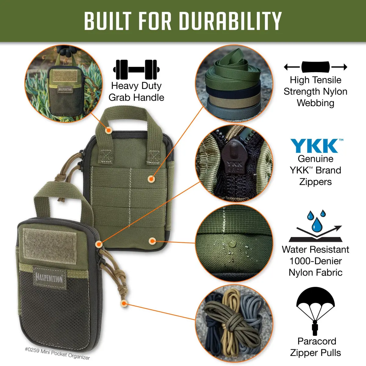 Maxpedition Mini Pocket Organizer OD Green | Tactical EDC Pouch for Cargo Pocket & MOLLE Gear - view 3