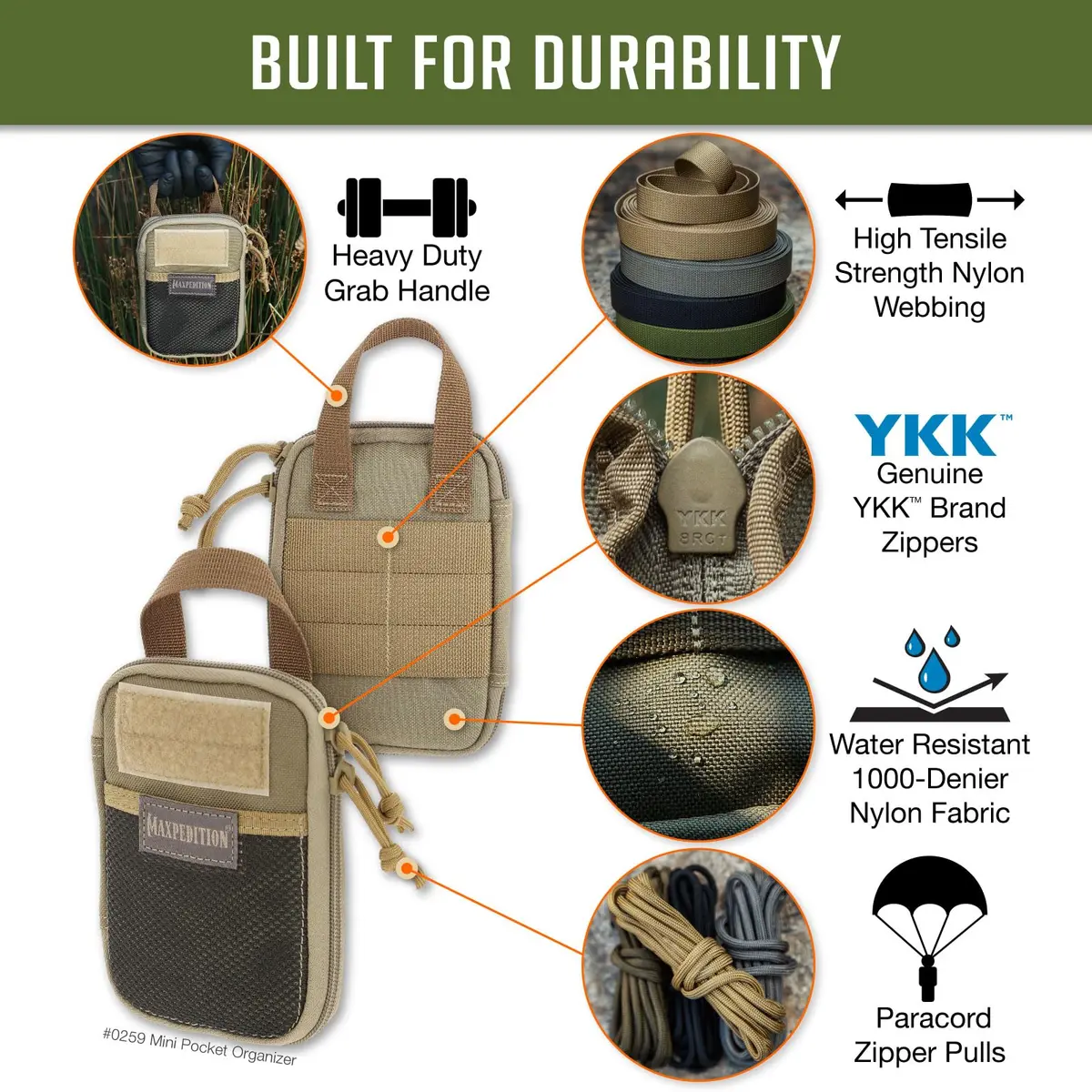 Maxpedition Mini Pocket Organizer Khaki 15.24cm (6in) | EDC Pouch for Tools & Essentials - view 3