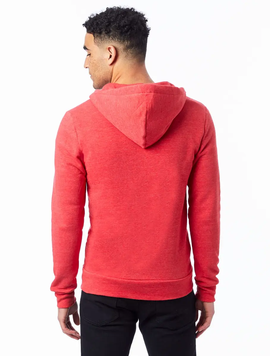 Alternative Men Rocky Fleece Zip Hoodie, Eco True Red, Medium | Slim Fit Eco-Fleece Hoodie for Cold Weather - view 2