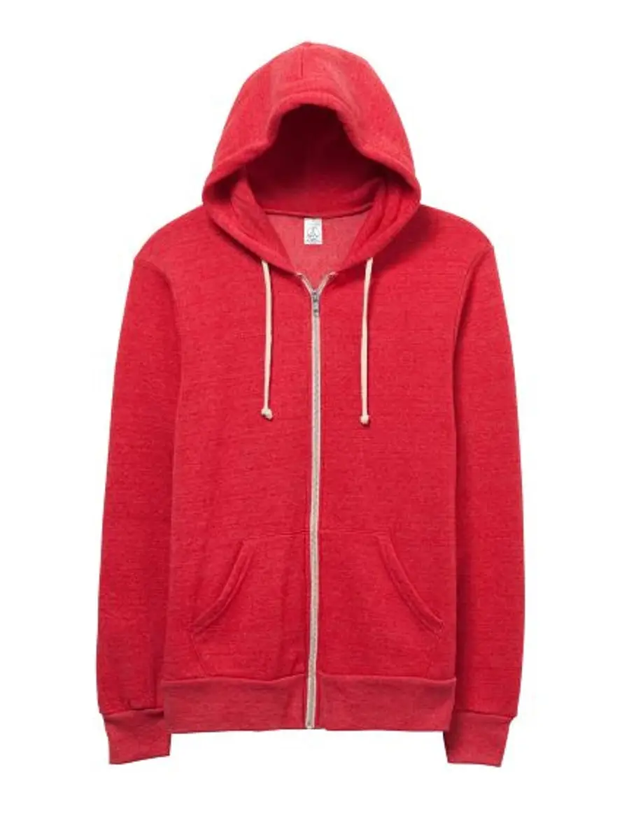 Alternative Men Rocky Fleece Zip Hoodie, Eco True Red, Medium | Slim Fit Eco-Fleece Hoodie for Cold Weather - view 4