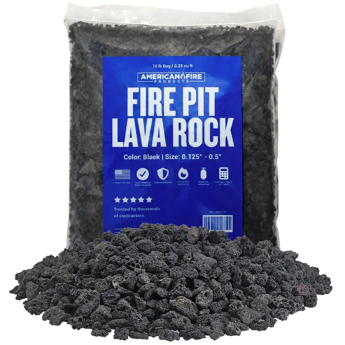 American Fireglass Small Lava Rock 1/8"-1/2" | Durable volcanic rock for fire pits & decor - main product image