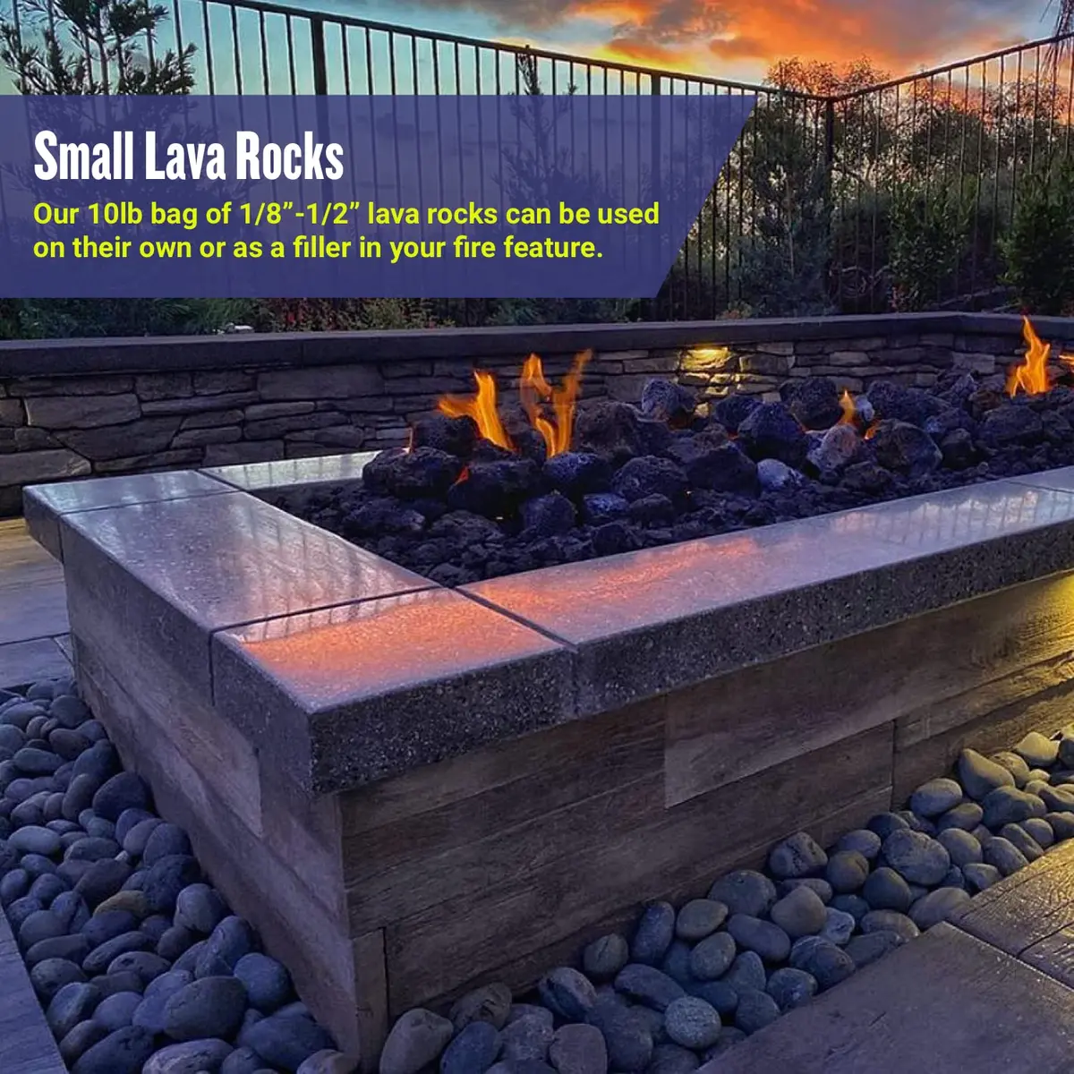 American Fireglass Small Lava Rock 1/8"-1/2" | Durable volcanic rock for fire pits & decor - view 3