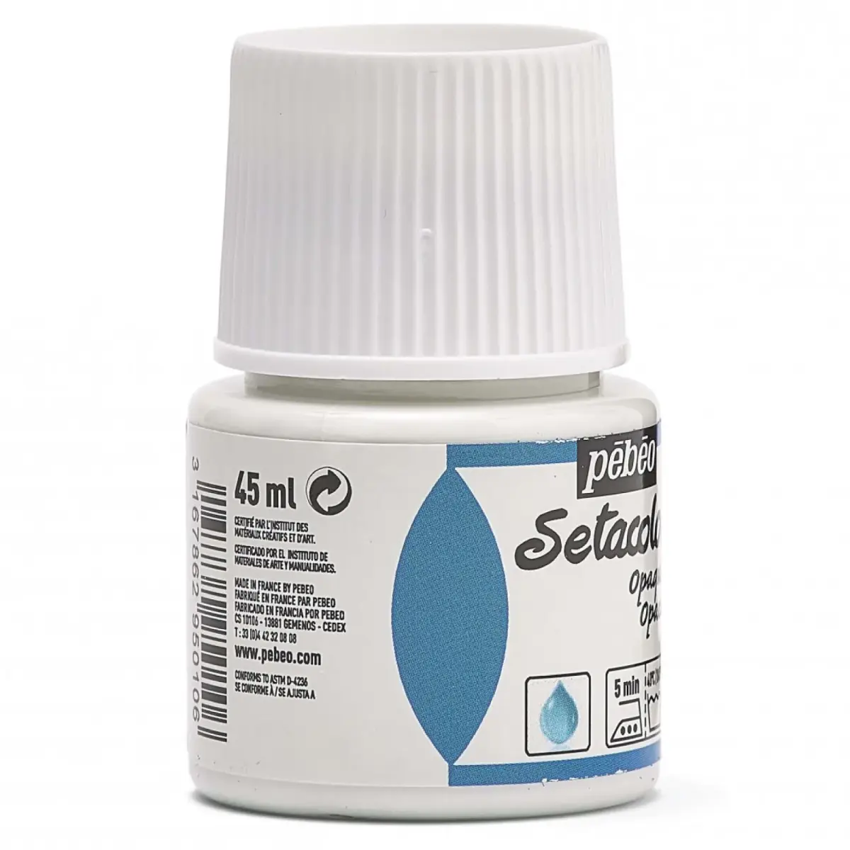 Pebeo Setacolor Opaque Fabric Paint 45ml (1.5 Fl Oz) Titanium White | ASTM D-4236 Certified Acrylic Paint - view 4