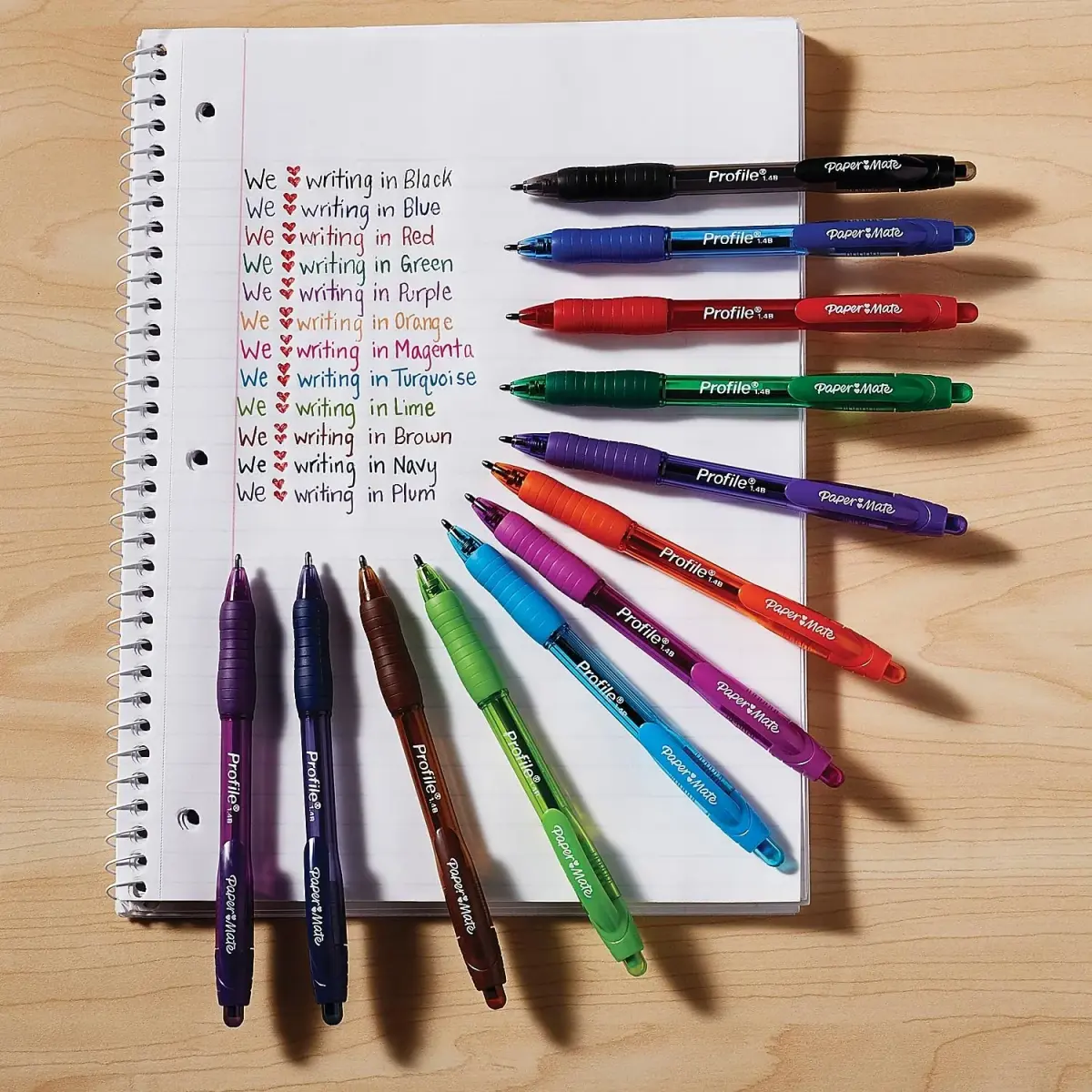 Paper Mate Profile Retractable Ballpoint Pens, Bold Point (1.4mm), Assorted Colors, 12 Count | Smooth Ink Flow - view 2