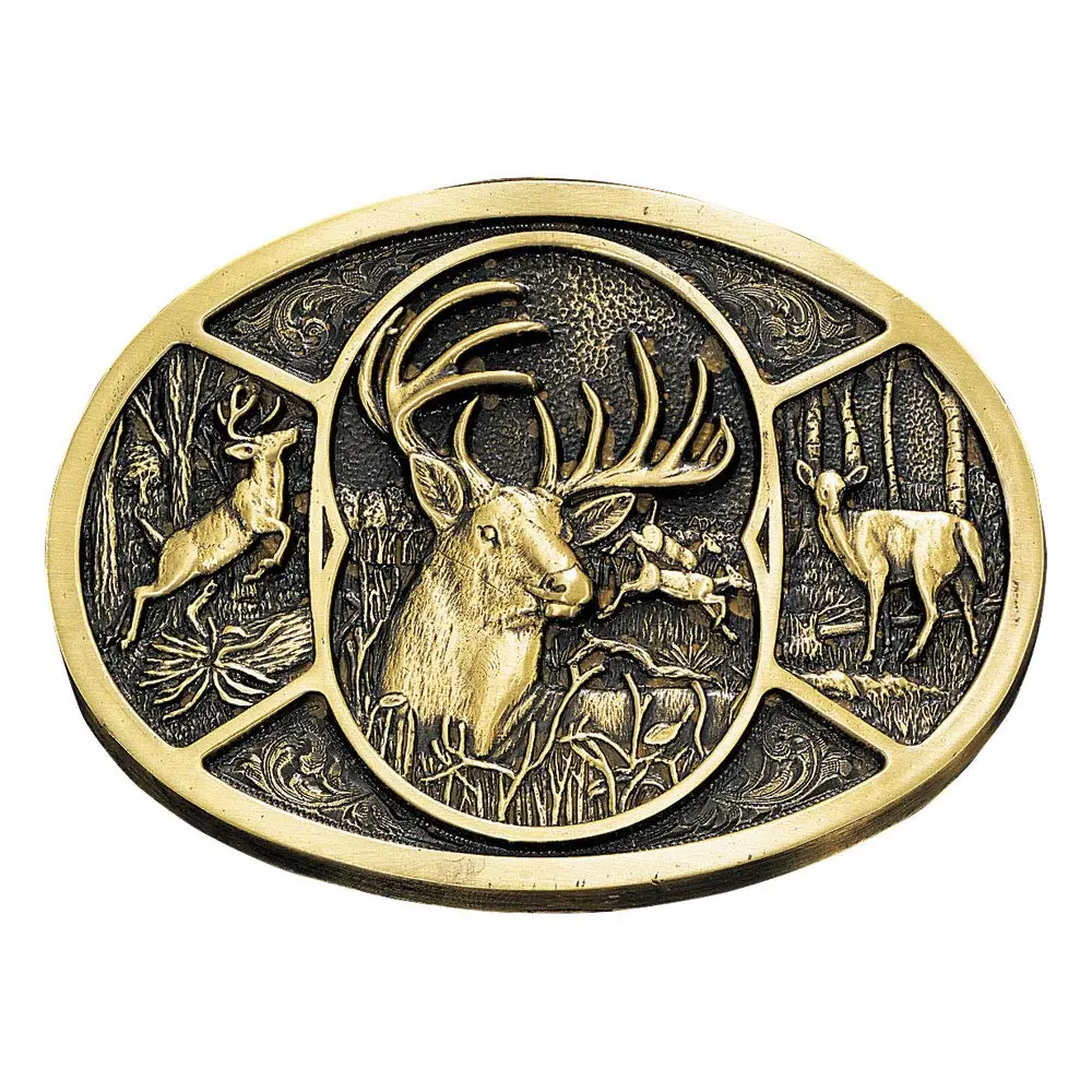 Montana Silversmiths Deer Heritage Western Belt Buckle | Bold Outdoor Cowboy Accessory - main product image