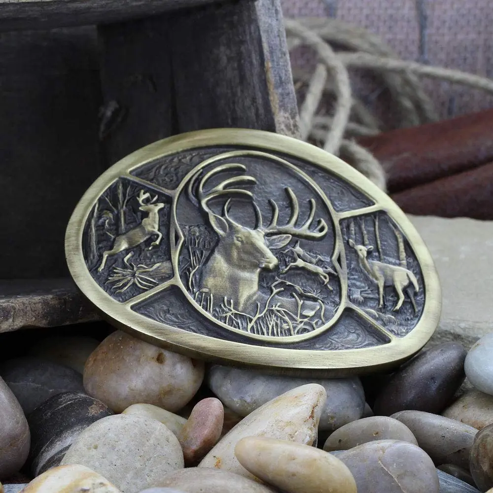 Montana Silversmiths Deer Heritage Western Belt Buckle | Bold Outdoor Cowboy Accessory - view 3