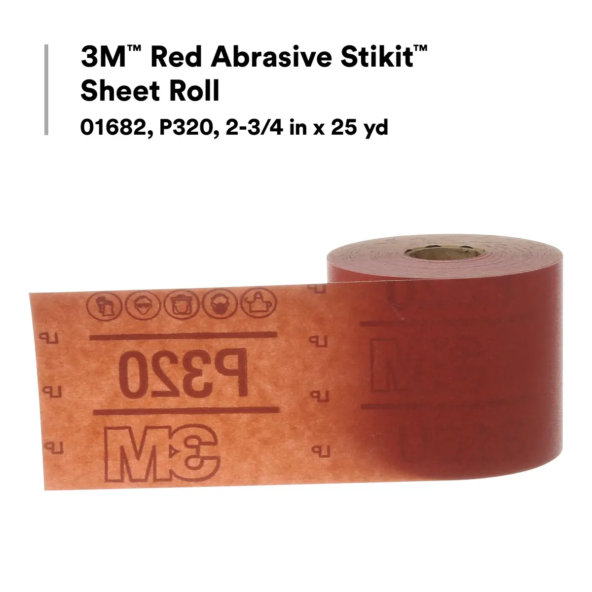 3M Red Abrasive Sheet Roll P80 2-3/4 in x 25 yd | Heavy-Duty Sanding Roll for Industrial Use - view 2