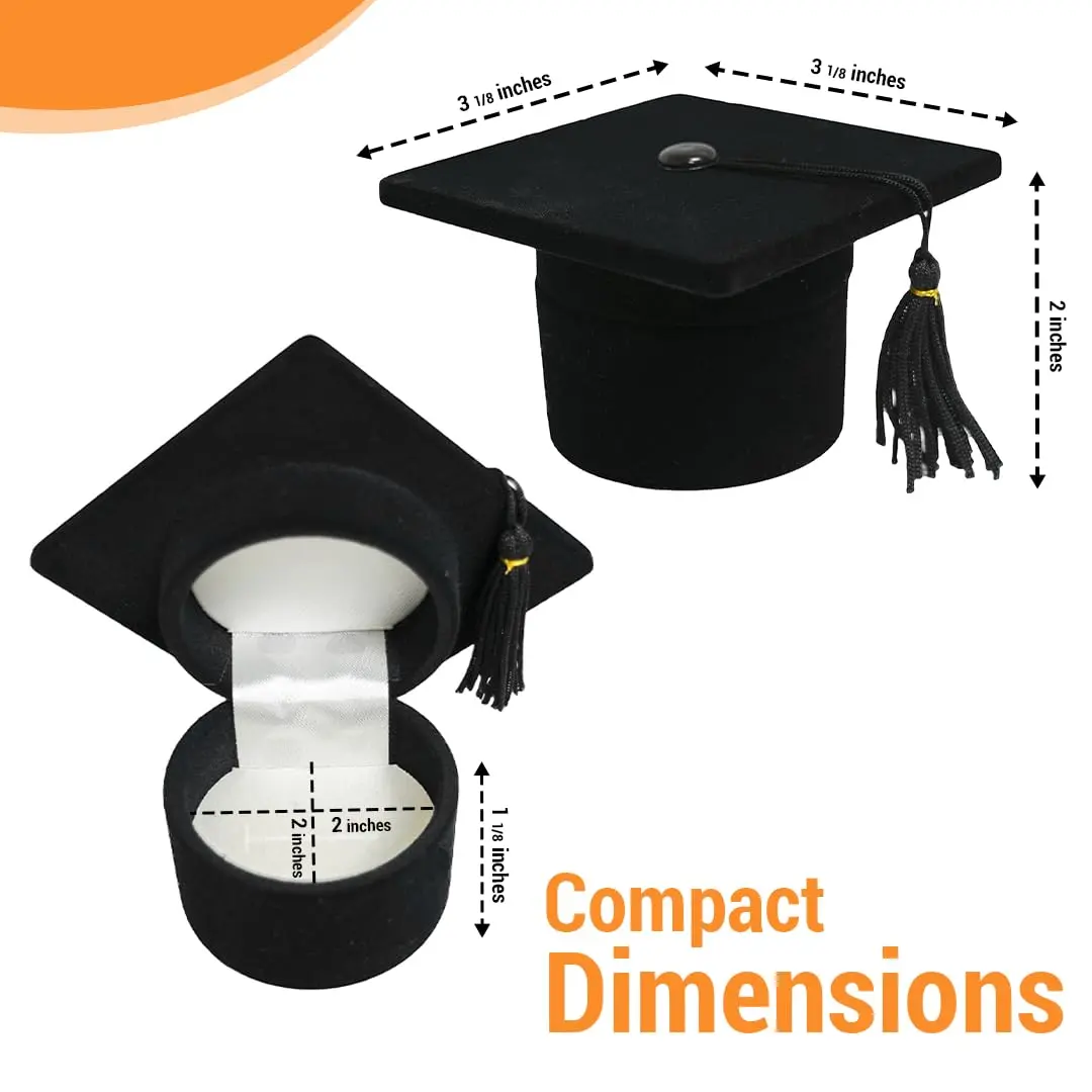 Novel Box Black Novelty Jewelry Ring/Earring Flocked Velvet Graduation Hat | Unique Gift Presentation (70-120 chars) - view 2