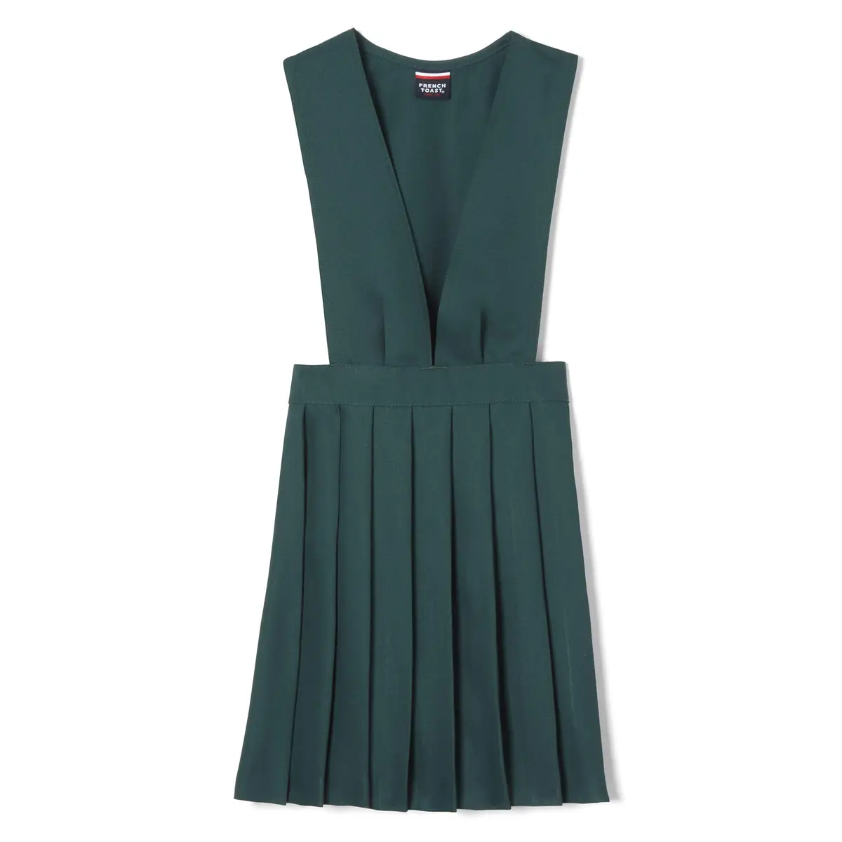 French Toast Girls' V-Neck Pleated Jumper, Hunter Green, 18 Plus | Classic School Uniform for Girls - main product image