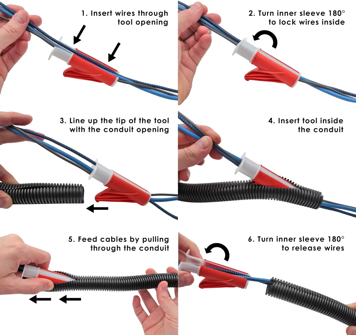 Electriduct Wire Loom Cable Insertion Tool for 3/8" to 1/2" Conduit Sleeving - Model CM08 | Ergonomic, Efficient Installation Aid - view 3