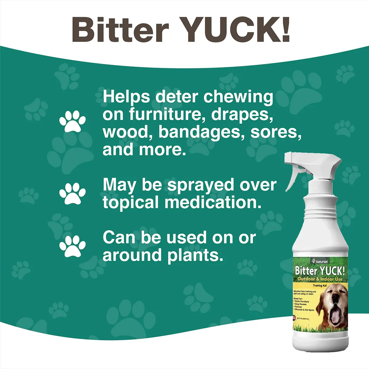 NaturVet Bitter Yuck! No Chew Training Spray for Outdoor Pets | Pet Chewing Deterrent 32 Fl Oz - view 5