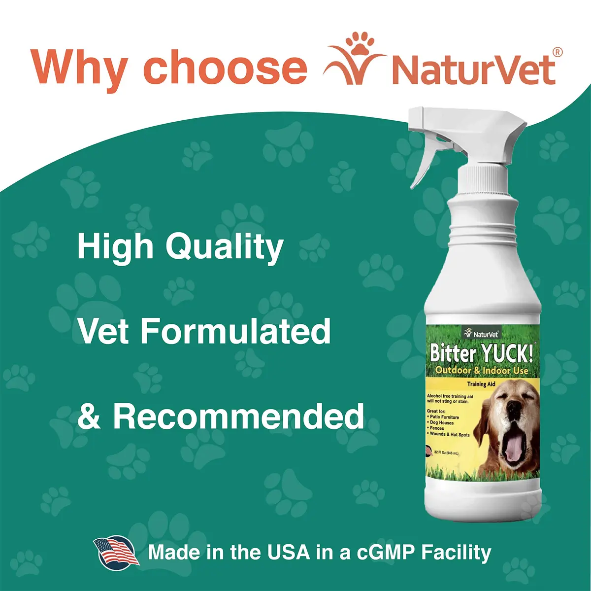 NaturVet Bitter Yuck! No Chew Training Spray for Outdoor Pets | Pet Chewing Deterrent 32 Fl Oz - view 4