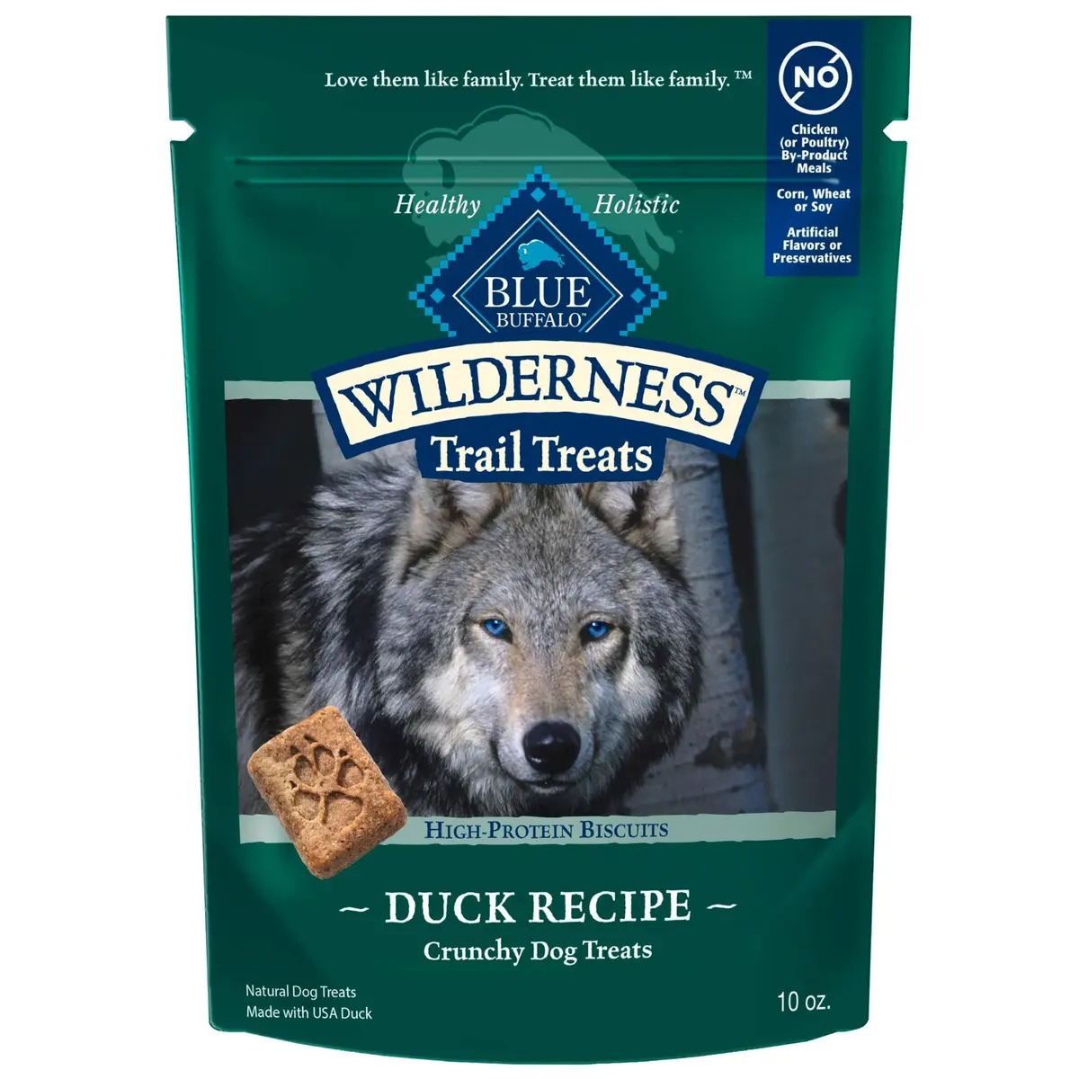 Blue Buffalo Wilderness Trail Treats Duck Crunchy Dog Biscuits 10 oz (283 g) | High Protein Grain-Free Dog Snacks - main product image
