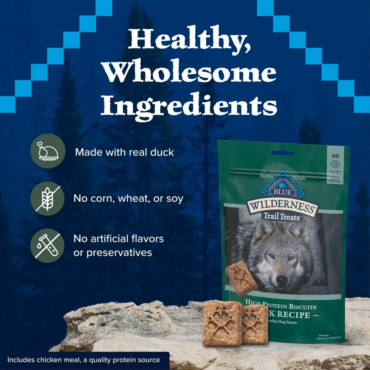 Blue Buffalo Wilderness Trail Treats Duck Crunchy Dog Biscuits 10 oz (283 g) | High Protein Grain-Free Dog Snacks - view 7