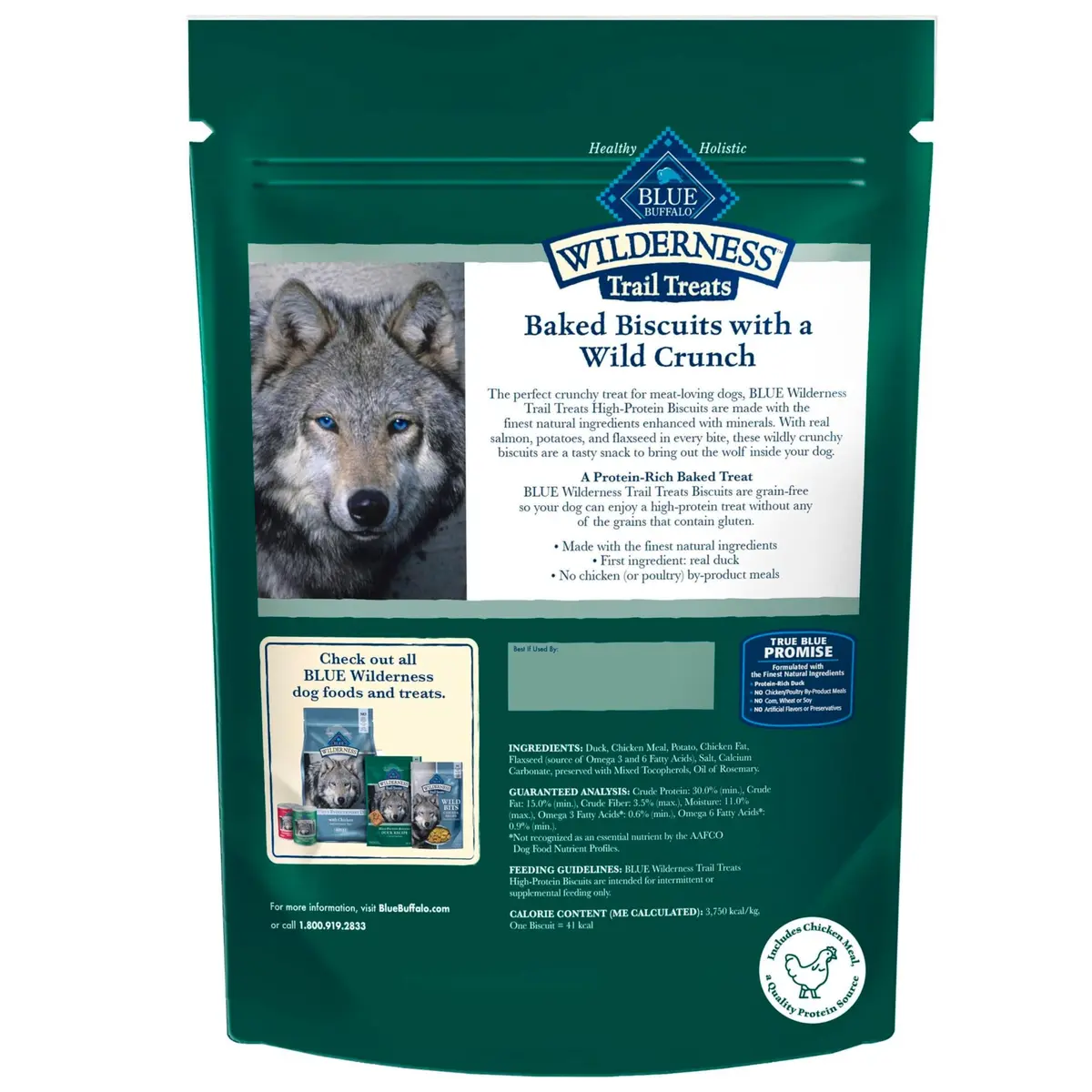 Blue Buffalo Wilderness Trail Treats Duck Crunchy Dog Biscuits 10 oz (283 g) | High Protein Grain-Free Dog Snacks - view 2