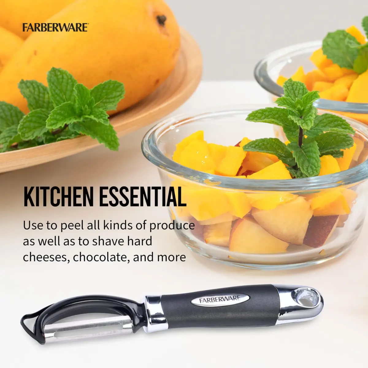Farberware Pro2 Euro Vegetable Peeler with Swivel Blade & Bud Remover, 20cm (7.87in) | Razor-Sharp Stainless Steel - view 3