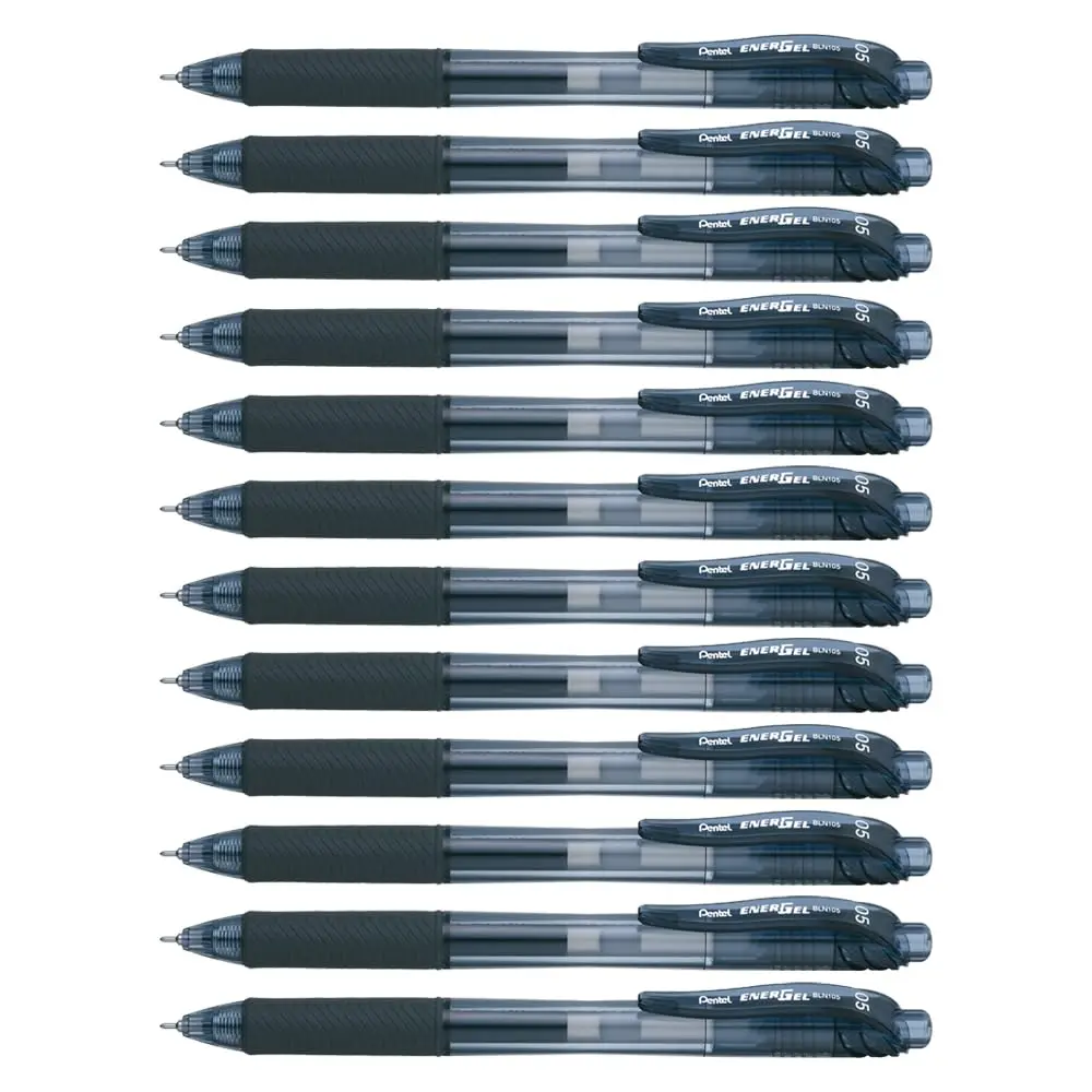 Pentel EnerGel-X Retractable Liquid Gel Pen 0.5mm Needle Tip Black Ink, Box of 12 (BLN105-A) | Smooth Ink Flow for Students & Office - main product image