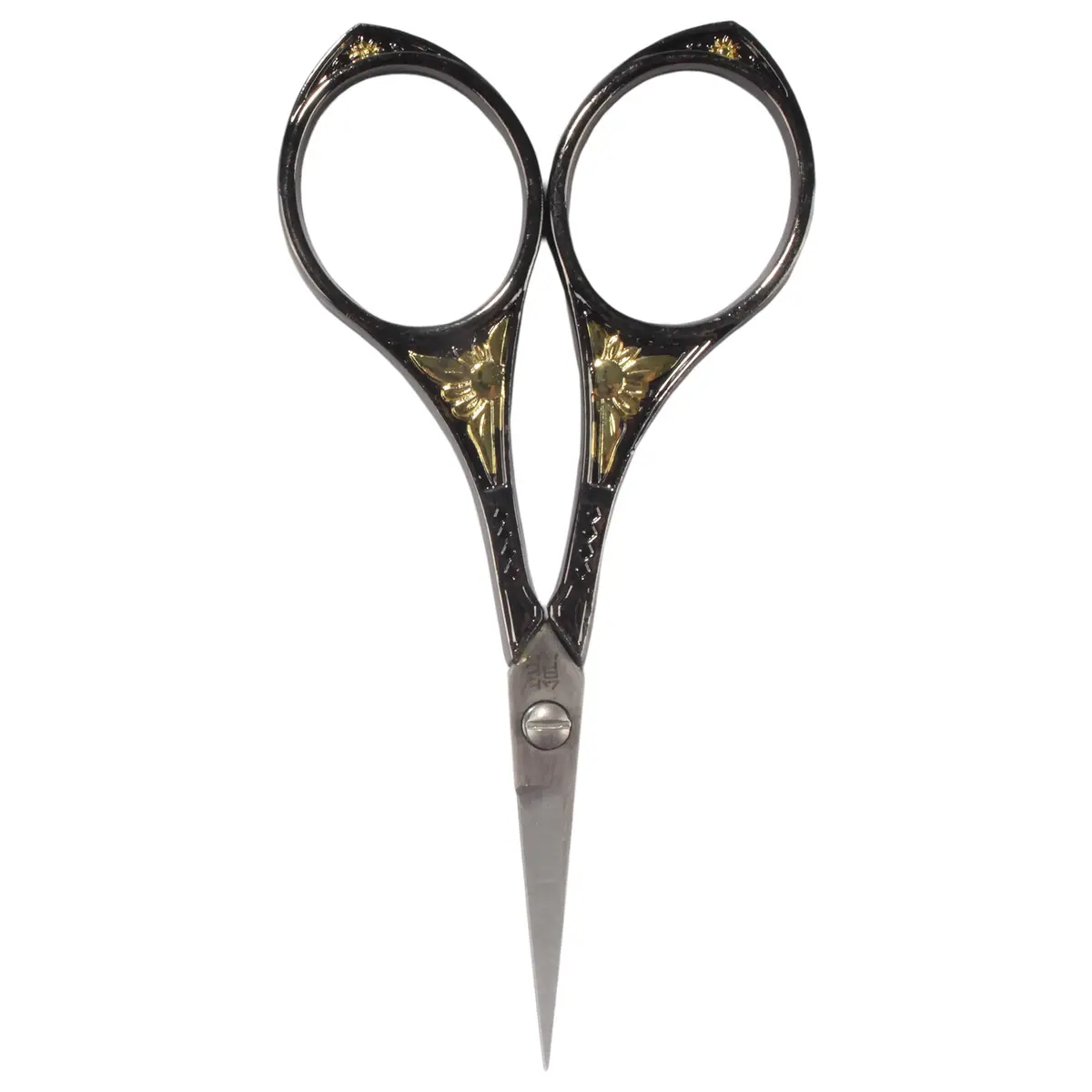 BambooMN Sun Motif Embroidery Craft Scissors - Black | Sharp, Durable Stainless Steel for All Crafting (70-120 chars) - main product image