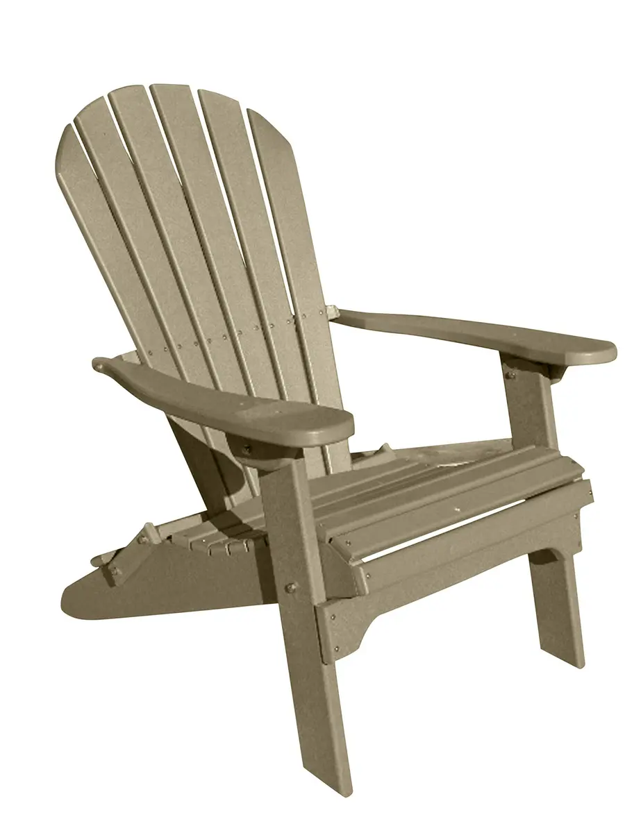 Phat Tommy Foldable Adirondack Chair - Poly Adirondack Folding - HDPE, Heavy Duty, Recycled Plastic - All Weather Outdoor Furniture for Your Deck, Front Porch, or Patio, Weatherwood - main product image
