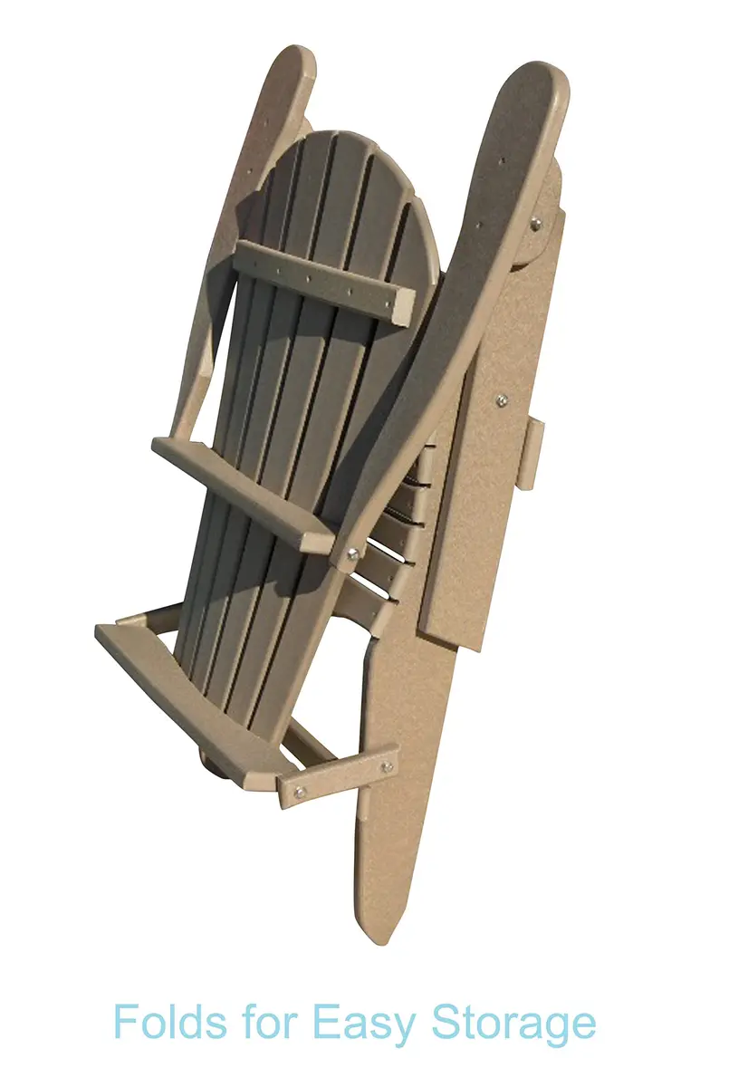Phat Tommy Foldable Adirondack Chair - Poly Adirondack Folding - HDPE, Heavy Duty, Recycled Plastic - All Weather Outdoor Furniture for Your Deck, Front Porch, or Patio, Weatherwood - view 4