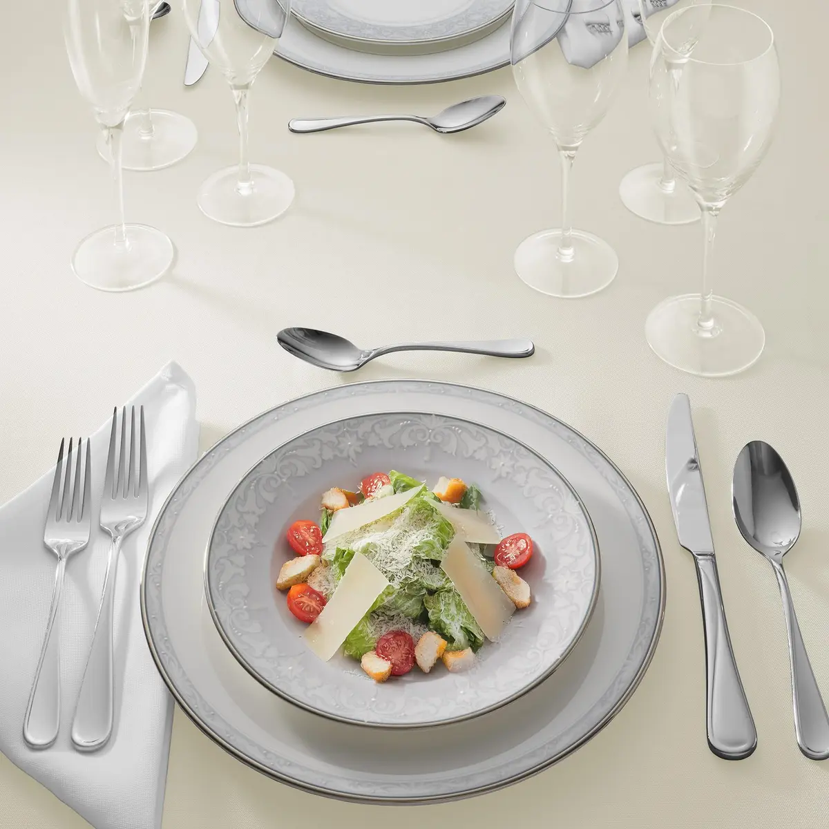 Lann's Linens 90 x 132 Inch Rectangular Polyester Tablecloth | Washable, Fade-Resistant Ivory - view 2
