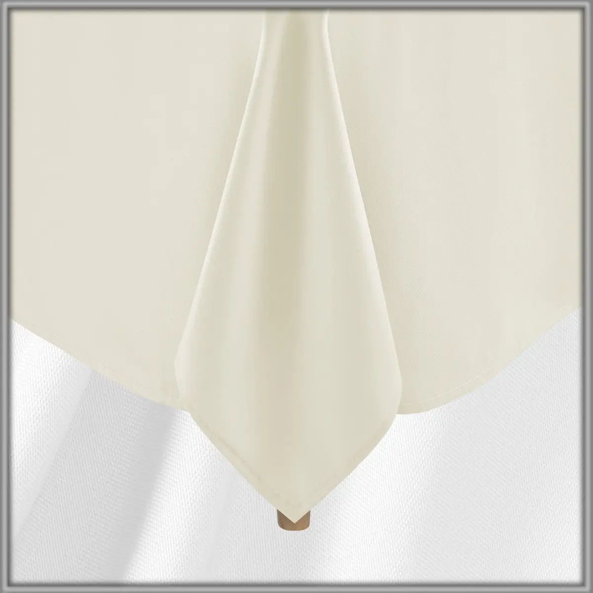 Lann's Linens 90 x 132 Inch Rectangular Polyester Tablecloth | Washable, Fade-Resistant Ivory - view 4