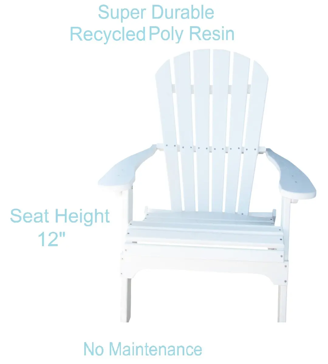 Phat Tommy White Adirondack Chair - Foldable HDPE Outdoor Furniture for Patio & Porch - view 2