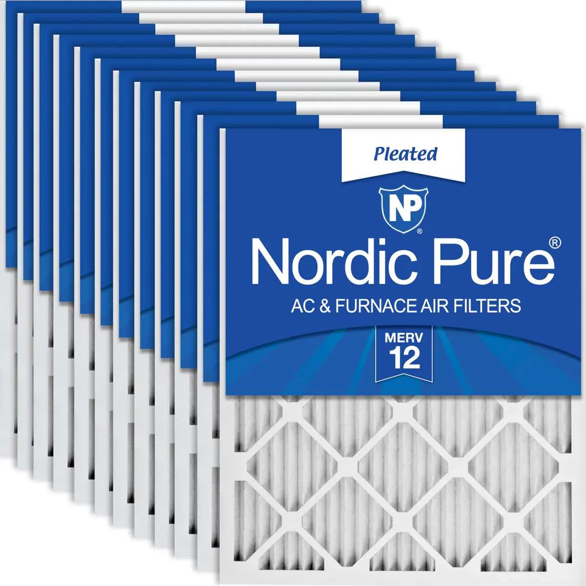 Nordic Pure 16x20x1 Pleated MERV 12 Air Filters 12 Pack | High-Efficiency HVAC Filtration for Home & Office - main product image