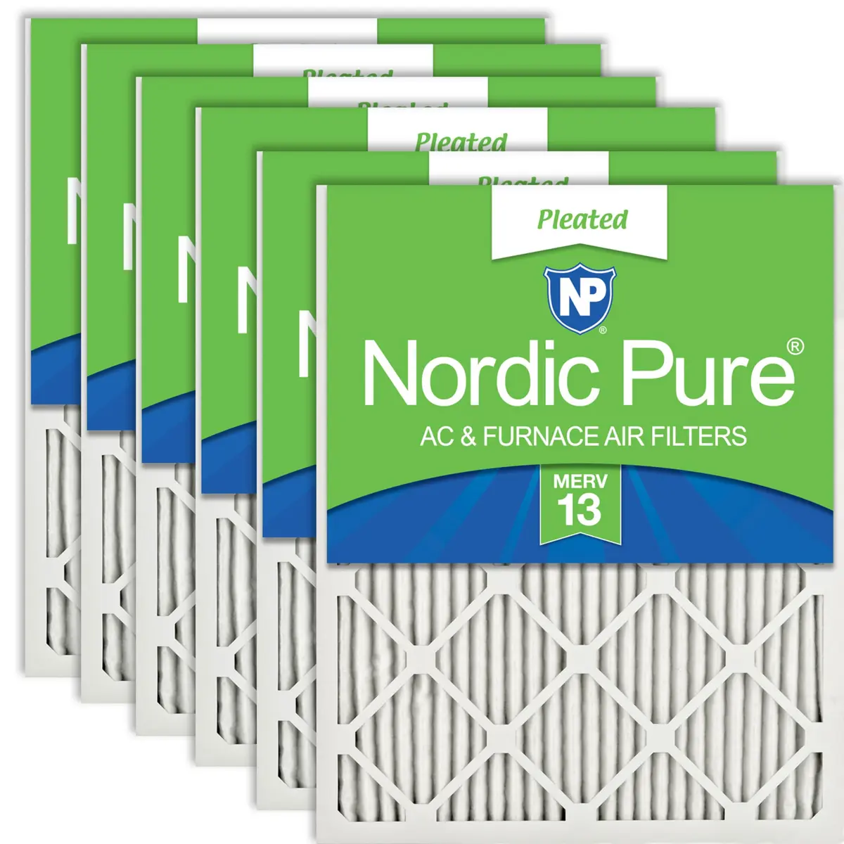 Nordic Pure 16x20x1 Pleated MERV 13 Air Filters 6 Pack | Superior Filtration for Home & Commercial Use - main product image