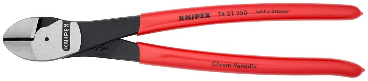 KNIPEX High Leverage Angled Diagonal Cutters 74 21 250 | Flush Cutting, Heavy Duty, 9.85 in (250 mm) - main product image