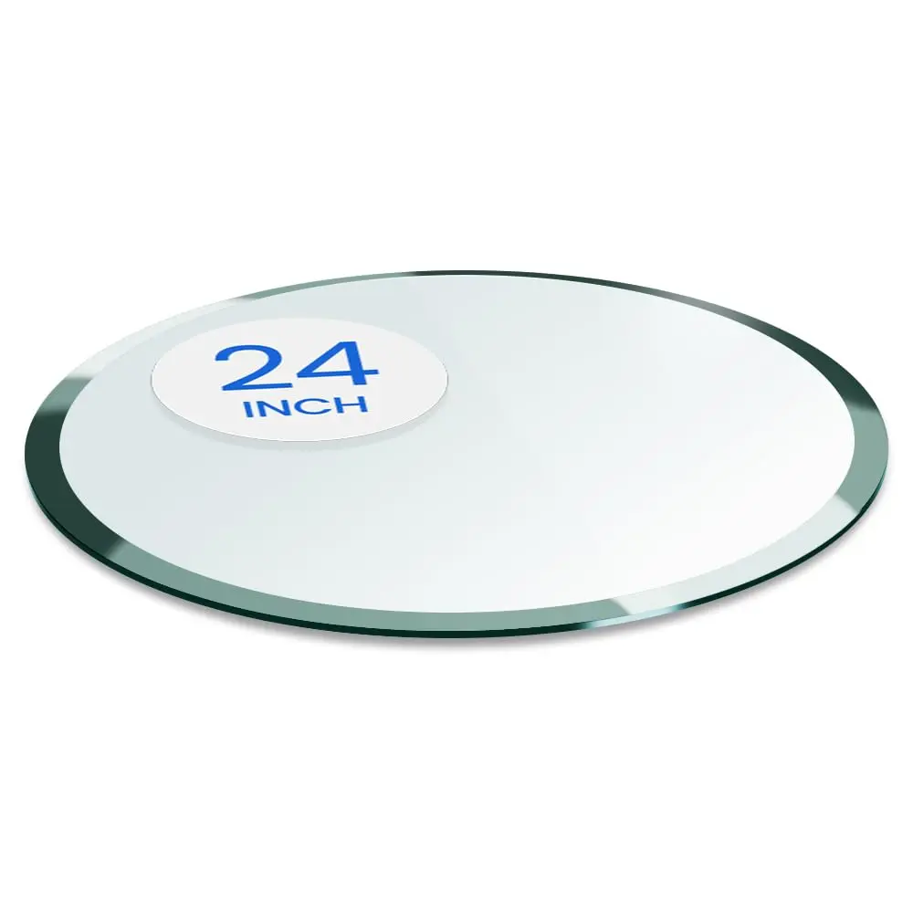 Dulles Glass 24 inch Round Glass Table Top - Tempered - 1/4" Thick Glass Surface, Safe Beveled Edge, Multipurpose for Dining, Patio, Coffee & End Table - main product image