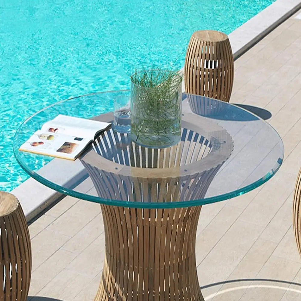 Dulles Glass 24 inch Round Glass Table Top - Tempered - 1/4" Thick Glass Surface, Safe Beveled Edge, Multipurpose for Dining, Patio, Coffee & End Table - view 6
