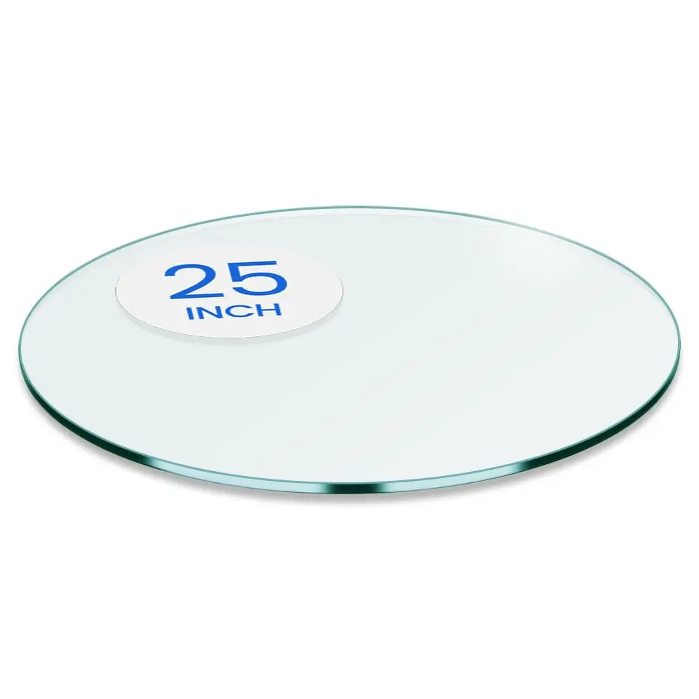Dulles Glass 25" Round Glass Table Top 1/4" Thick Clear Tempered Flat Polished Edge for Coffee & Dining Tables - main product image